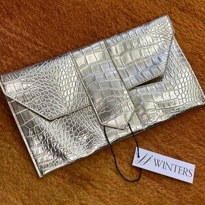 JJ Winters Gold Crocodile clutch NWT